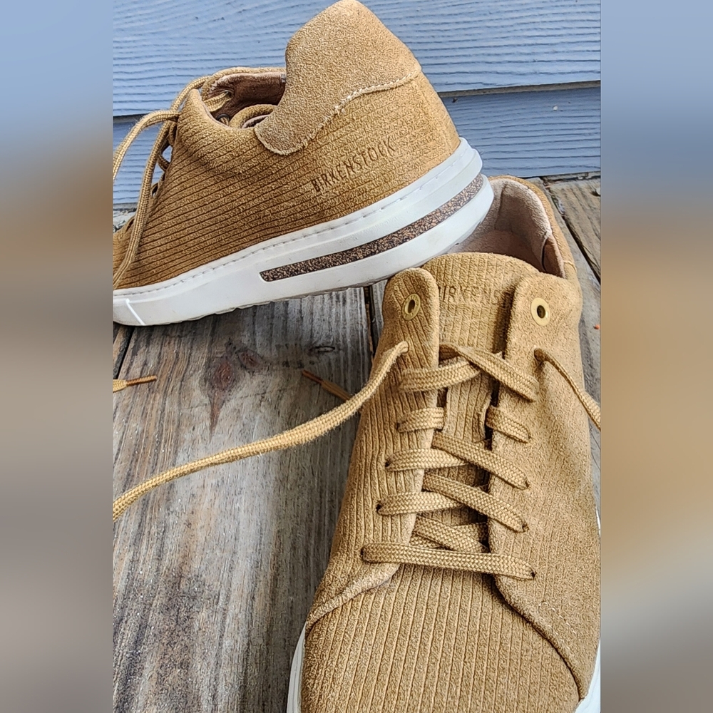 Birkenstock Bend Corduroy Cork Brown Suede Sneaker Sz 38 - Picture 7 of 8